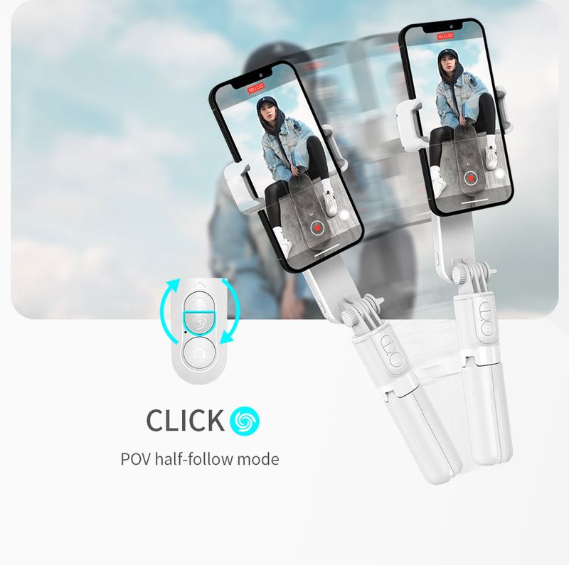Handheld Gimbal Stabilizer Stick L09 Bluetooth Mobile Phone Holder Adjustable Fill Light Selfie Stand For IPhone/Xiaomi_voghion.com
