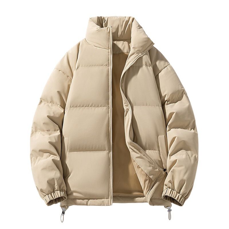 Solid Color Stand Collar Down Cotton For Men And Women 2024 New Winter Thickened Warm Trendy Casual Couple Puffer Jacket_voghion.com