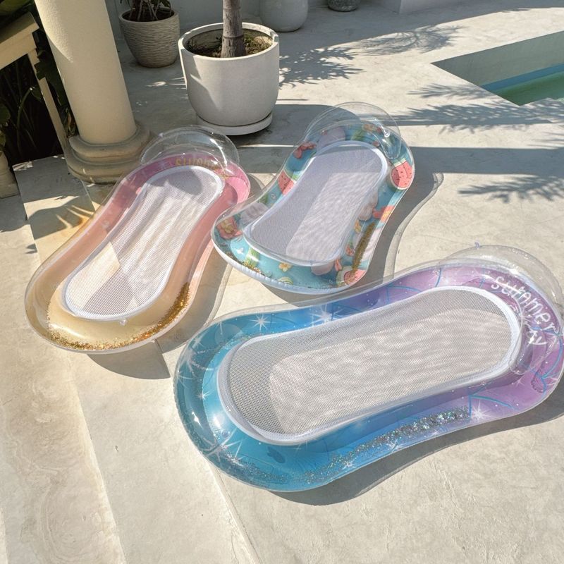 Pool & Accessories Premium Inflatable Pool Lounge Chair With Mesh Backrest Pillow Sparkling Adult Floating Bed_voghion.com