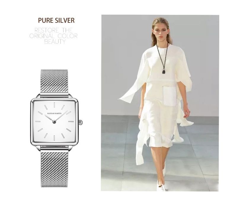 Orologio da donna Hannah Martin, stile retrò, semplice e con un piccolo quadrante quadrato, super hot in stile college._voghion.com