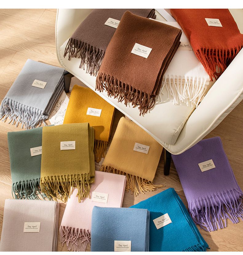 Nieuwe effen Maillard kasjmiersjaal voor dames in de herfst en winter, een high-end gevoel, veelzijdig in Koreaans_voghion.com