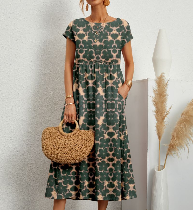 Abito estivo stampato girocollo senza maniche in lino di cotone allentato da donna di nuova moda 2023_voghion.com