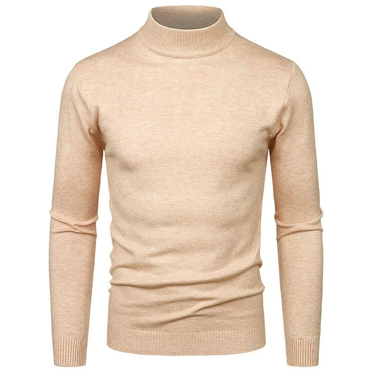 Einfarbiger Pullover für Herren mit Laufvolumen, halber Rollkragenpullover, Einheitsgröße, langärmeliges Pullover-Bottom-Shirt_voghion.com