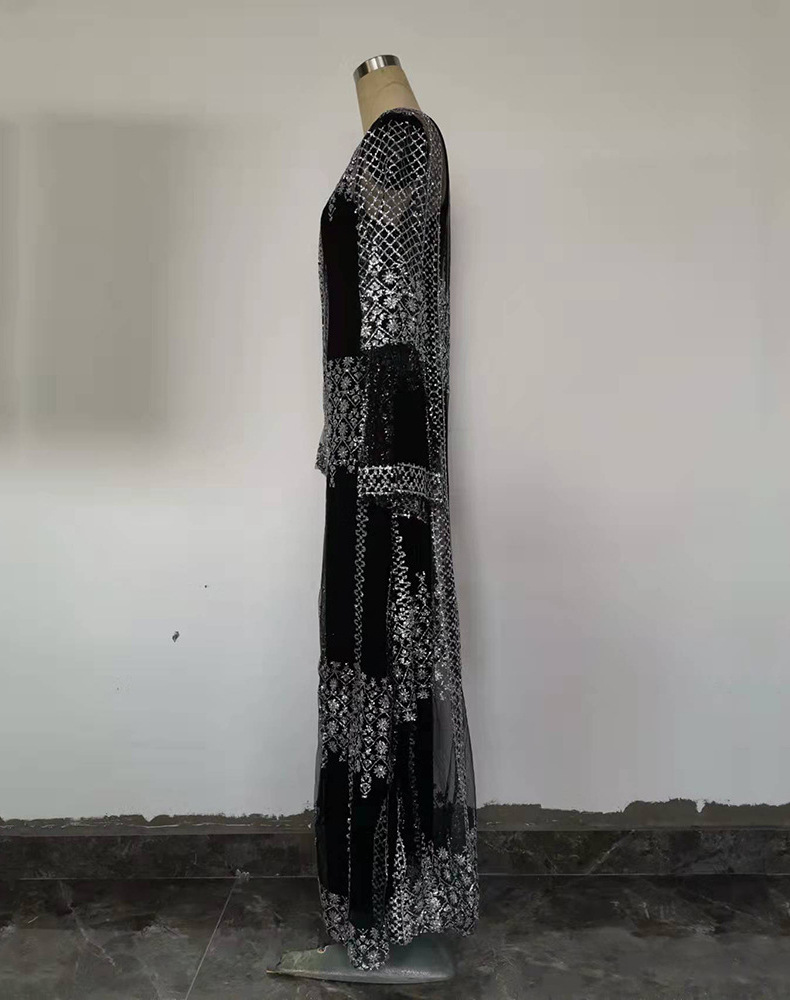 2025 New Women's Hot Stamping Sexy Shawl Two-piece Set For Banquet Fashion Evening Dress_voghion.com