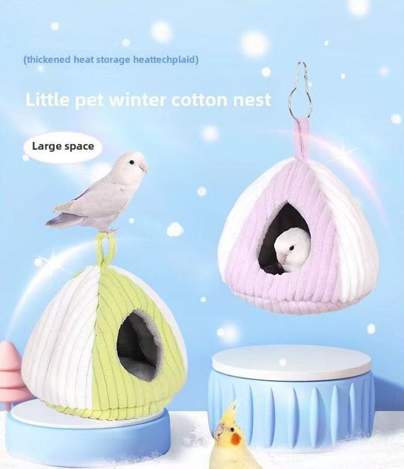 Großes, warmes Vogelnesthaus – Gemütliches Vogelbett für Käfig mit Matte, Hängematte, Unterschlupf für Aras und Graupapageien_voghion.com