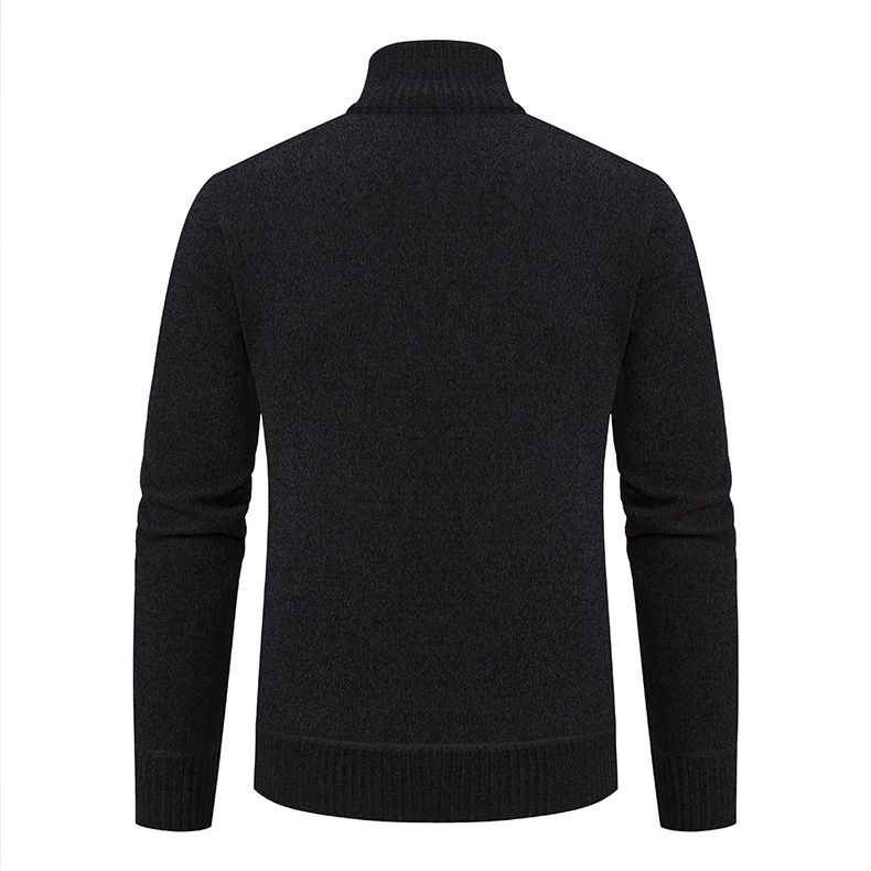 2023 winter men's sweater sweater cardigan high collar slim lapel trend thickened warm jacket_voghion.com