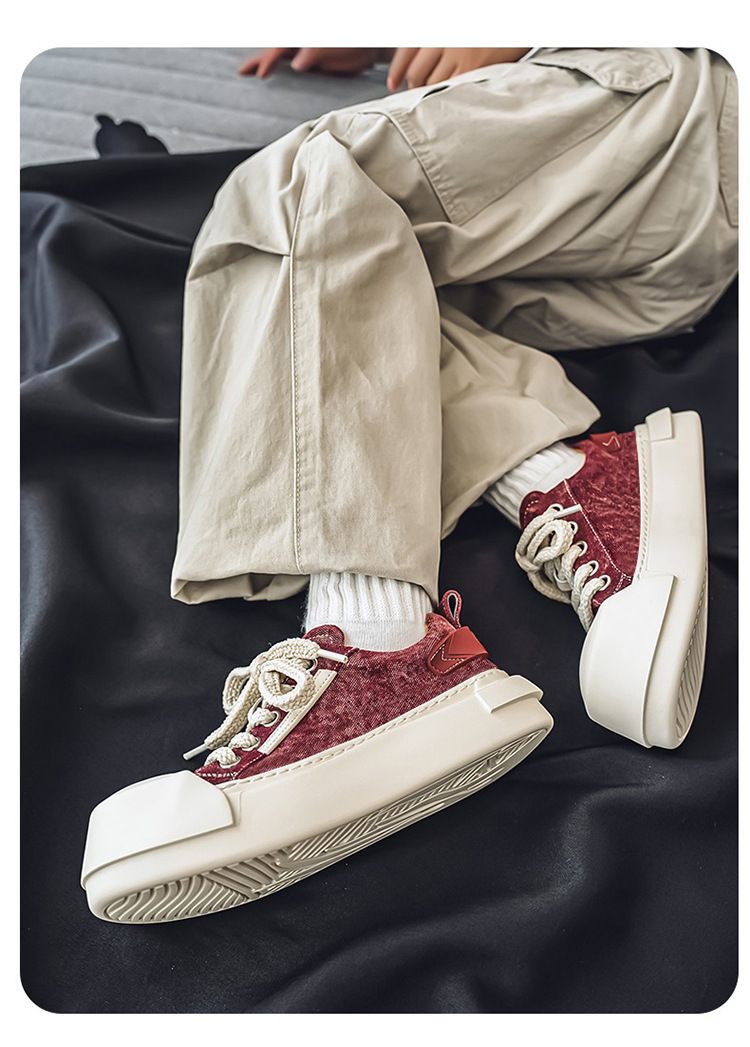 Summer New Denim Fabric Chunky Cute Men's Thick Sole Height Increasing Canvas Lightweight Breathable Fashion Versatile_voghion.com