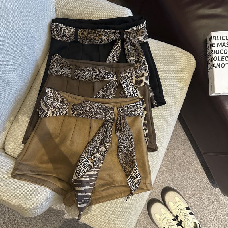 Pantaloni casual a gamba larga con stivaletti a trapezio, versatili, a vita alta, in pelle scamosciata, alla moda autunno 2025, per donna_voghion.com
