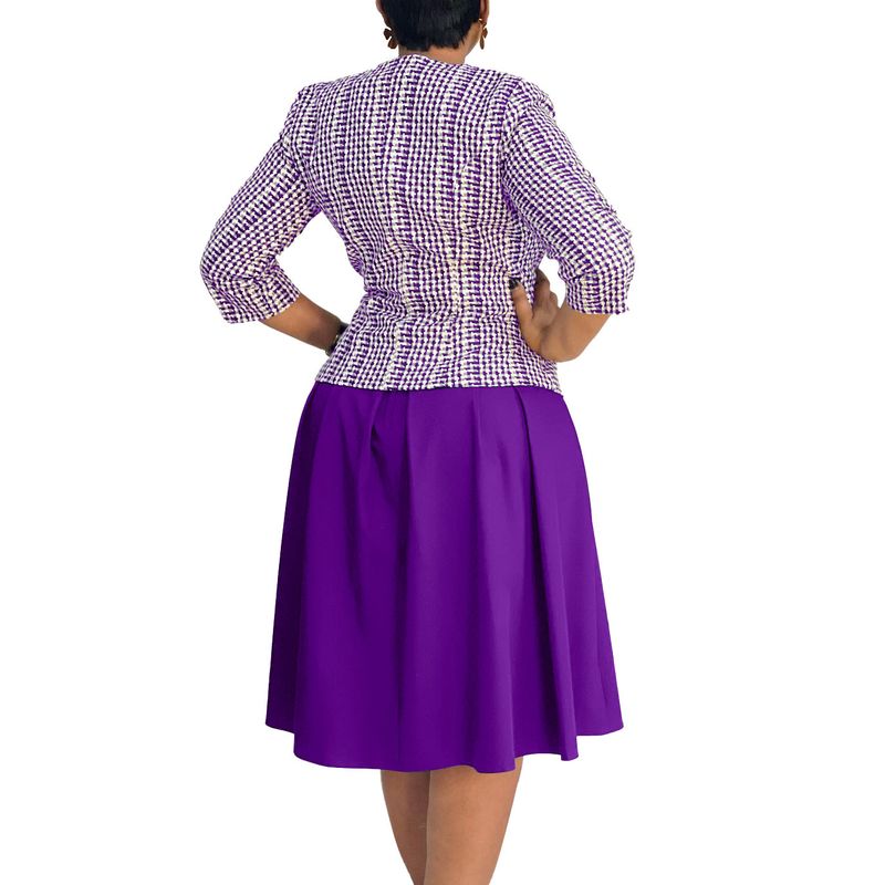 Women's Clothing Jacket Elegant Winter Long Sleeve Dress With Vest & African Print Suit - Stylish Tunic Dress For Women (Navy, Purple, Burgundy)_voghion.com