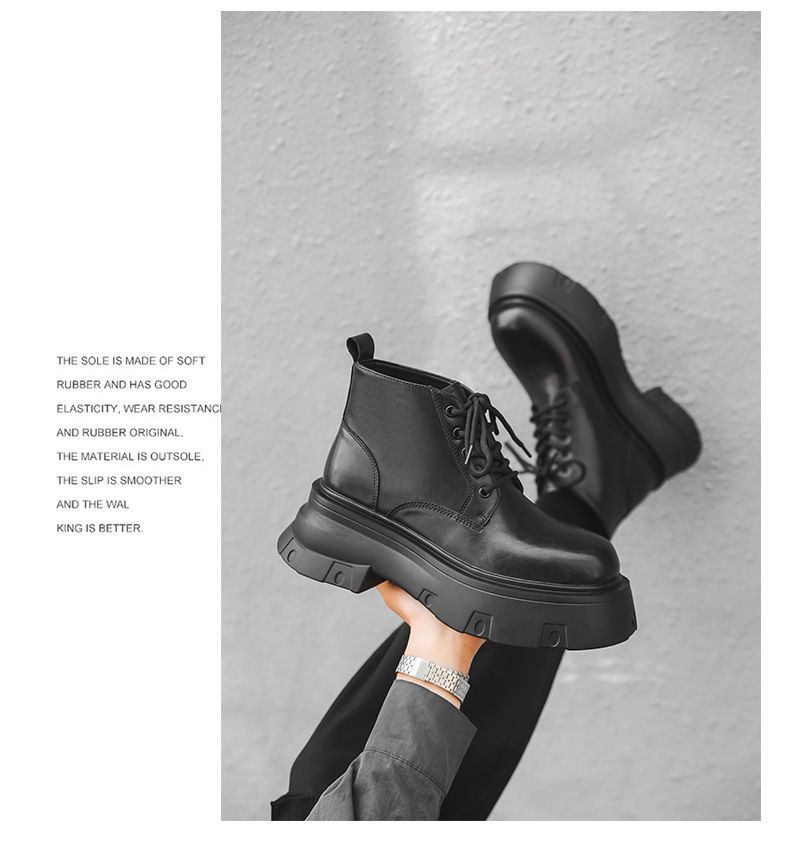 Martin Boots Erkek Kalın Tabanlı Yükseltici Retro Takım Botları Bağcıklı Erkek Botları_voghion.com