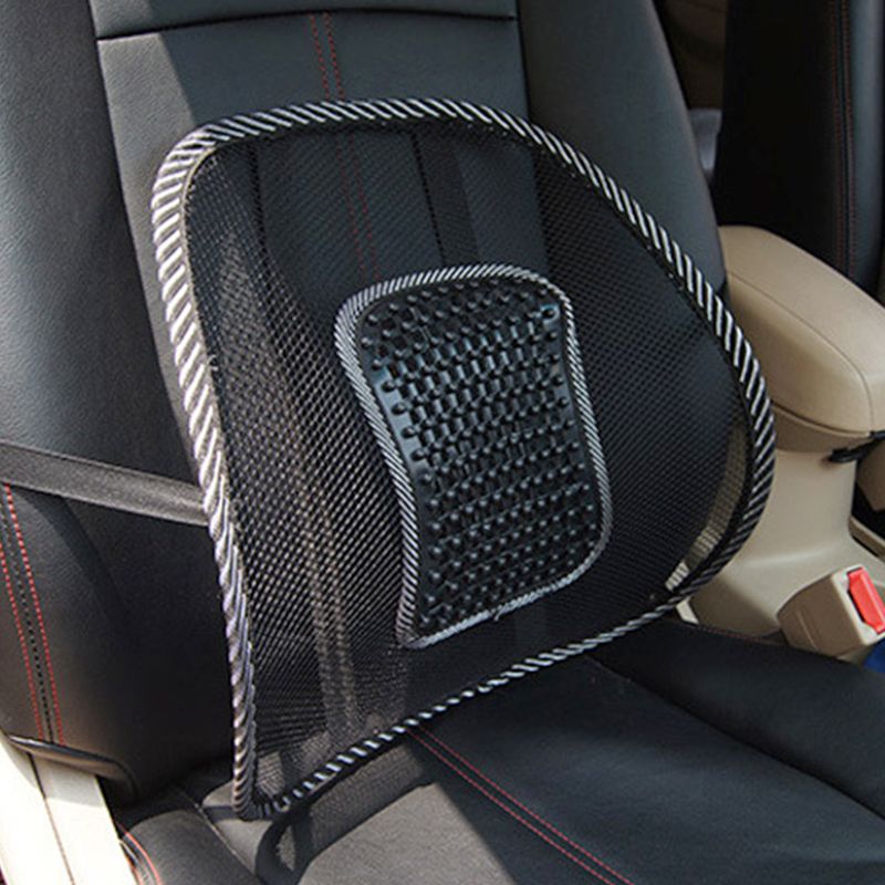 Sedile da ufficio, sedia comoda, supporto massaggiante, cuscino ventilato, schienale in rete nera, cuscino lombare per auto_voghion.com