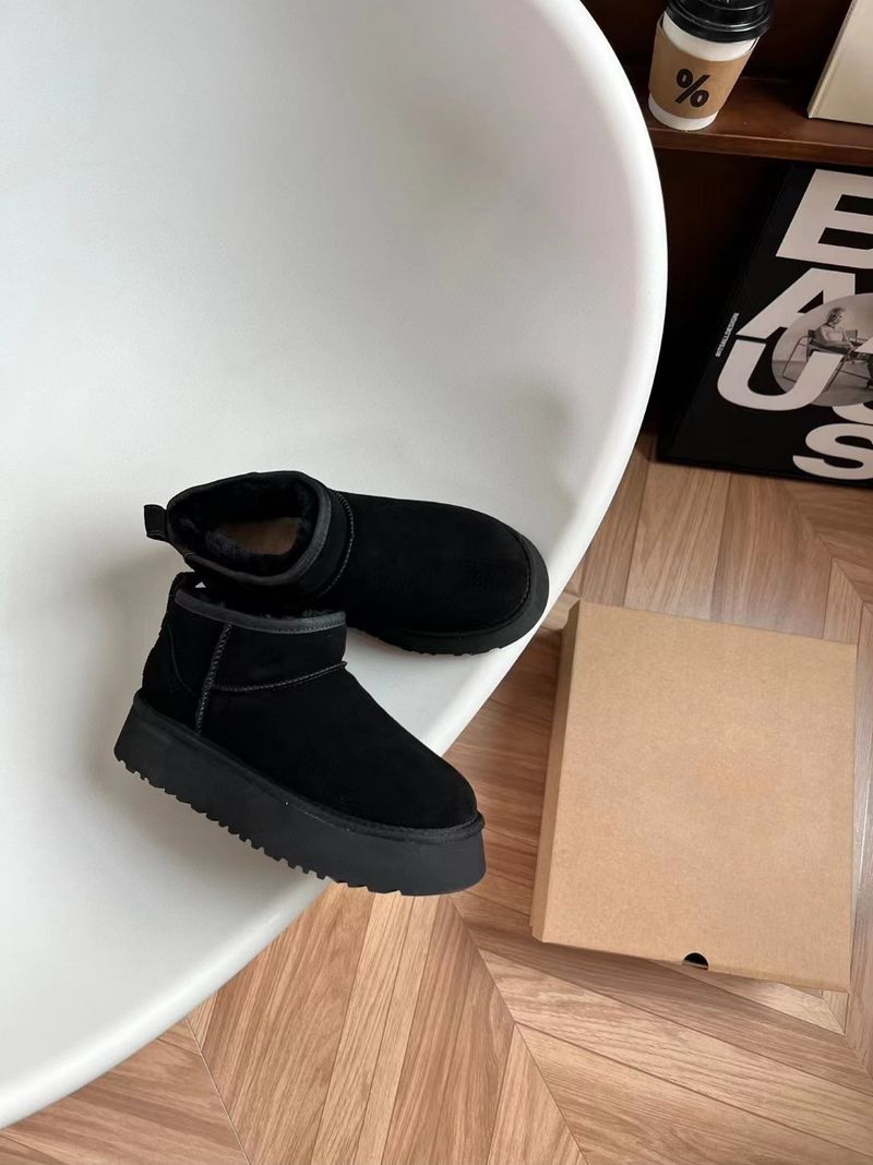 2024 Upgraded New Thick-Soled High-Soled Zhou* Rain Same Style Longfeng Wool Low-Cut Straight Snow Boots_voghion.com