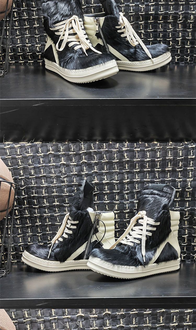 Férfi Csizmák Női Zöld Lószőr Valódi Bőr Magas Cipzáros Cipők Owen Cipők High Street Vintage luxus tornacipők_voghion.com