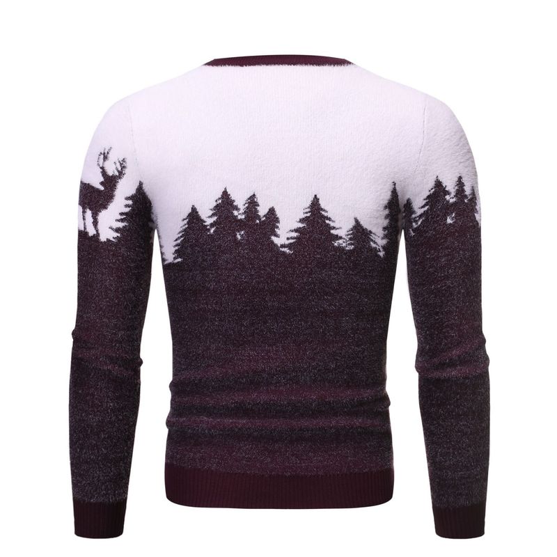 Weihnachts-Rentier-Strickpullover für Herren – Rundhalspullover aus Mohair-Mischgewebe (Rot/Schwarz/Marineblau, M-XXXL)_voghion.com