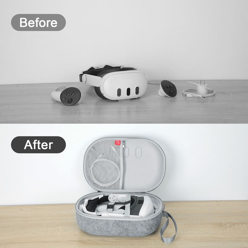Vision Pro VR/Meta Quest3 VR glasses portable storage bag - anti-drop and scratch-proof, reserved USB charging port_voghion.com