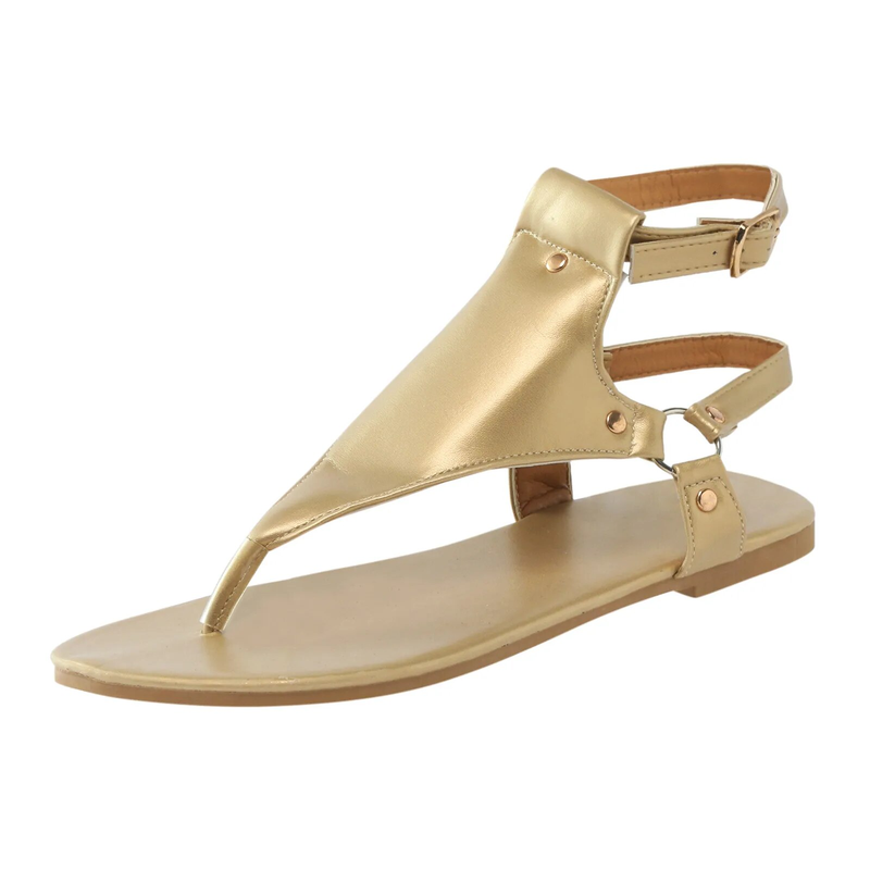 Summer Frae Flats Pantoffelen PU Lieder Flip Flops Riemeschnall Fraeschong 2024 Nei Rom Moud Fraesandalen_voghion.com