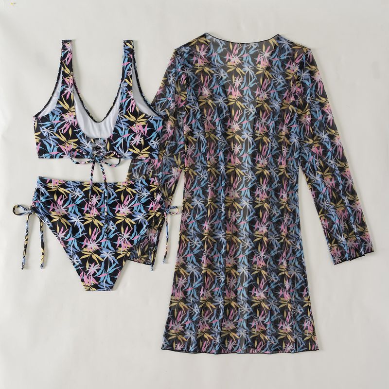 Women's Clothing Color Printed Women's Swimsuit Bikini Bikini Three Piece Women's Swimsuit_voghion.com