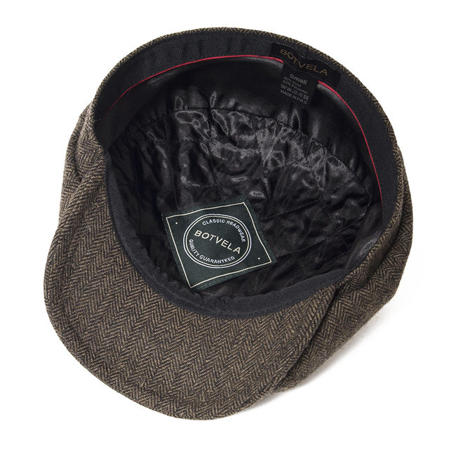 BOTVELA Woll-Tweed-Zeitungsjungenmütze mit Fischgrätenmuster für Herren und Damen, britischer Gatsby-Retro-Hut, Fahrer-Schiebermütze für Herren, Vintage-Baskenmütze mit Fischgrätenmuster_voghion.com