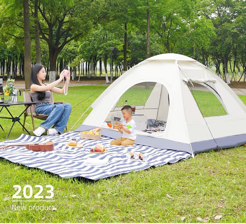 Tent 2-Person Thickened Equipment Portable Automatic Pop-Up 3-4 Person Camping Outdoor Rainproof Beach Sunshade_voghion.com