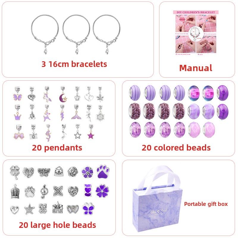 Farbe Kristall Perlen Kinder handgemachte DIY Perlen Armband Set Kinder Einhorn Schmuck Geschenk_voghion.com