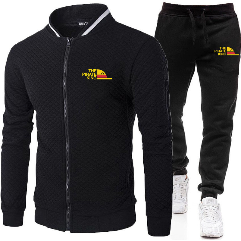 Fashion Sweater Zipper Standing Collar Sweater Jacket Men's Casual Plaid Cardigan Print Set_voghion.com