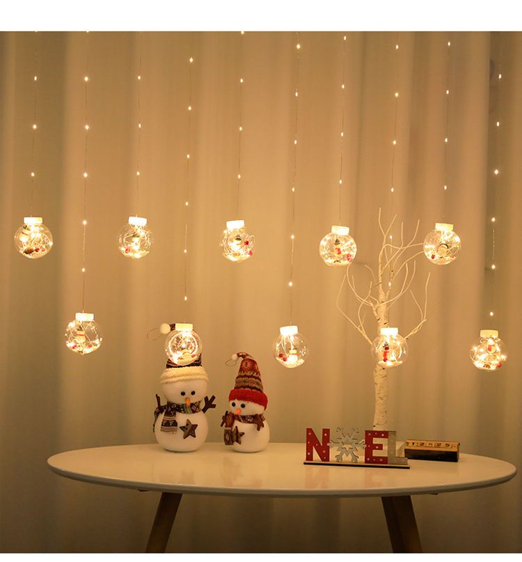 Snowman Christmas Fairy Lights - USB Powered LED String Lights For Window, Tree & Holiday Decorations, Warm White, 3m Length, 120 LEDs_voghion.com