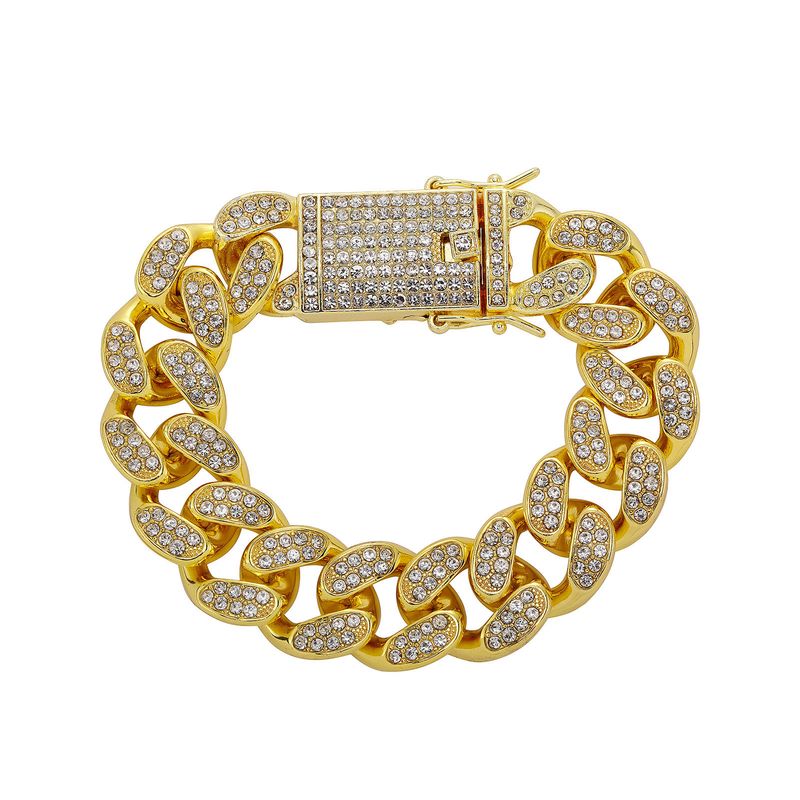Braccialetti con ciondoli da uomo, bracciale cubano spesso in zirconio pieno, orologio combinato, accessori popolari Hip Hop transfrontalieri_voghion.com