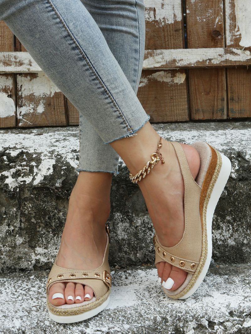 Dames Zomer Mode Fish Mouth Grote Maat Een Gesp Dikke Zool Strand Sandalen_voghion.com