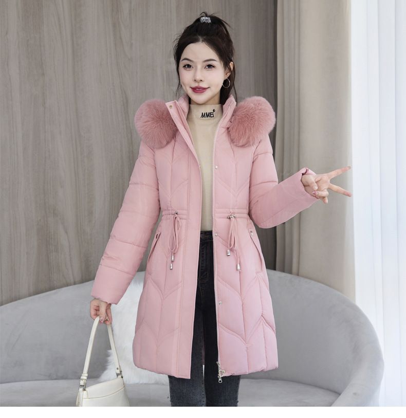 Dameskleding Winter Dons Katoenen Jas Dames Mid Lengte Stijl Taille Verdikking Warme Grote Bontkraag Katoenen Jas Nieuwe Katoenen Jas_voghion.com