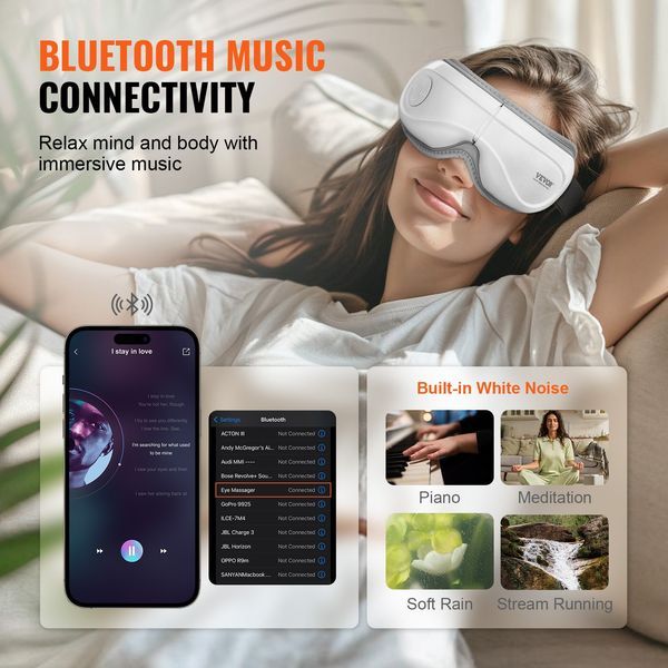 VEVOR Heated Eye Massager Eye Care Device 5 Modes Bluetooth Music 180° Foldable_voghion.com