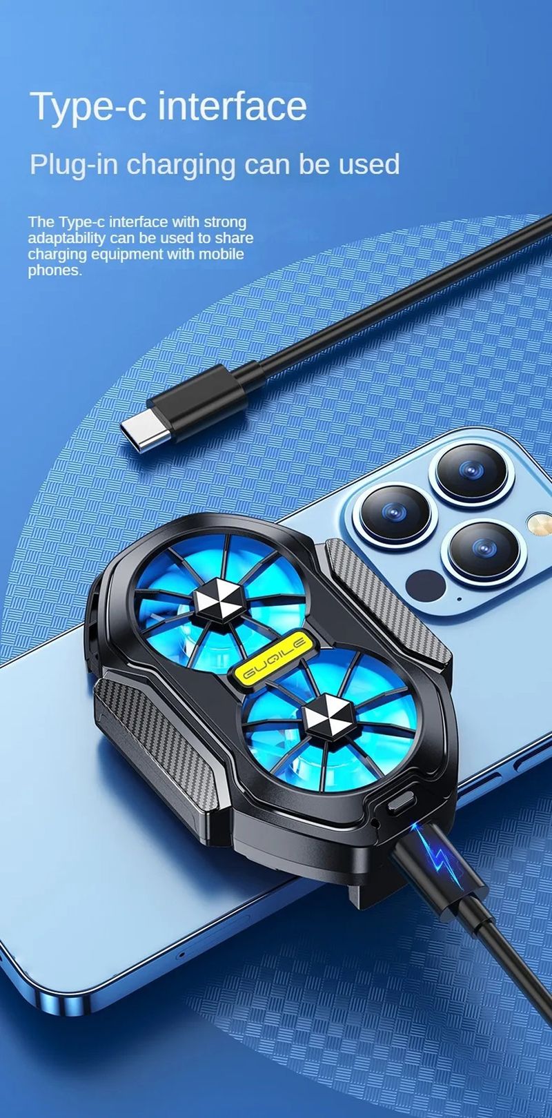 Dual Rechargeable Mobile Cooler Universal Cool Heat Sink Stronger Portable Phone Silent Fan Air Cooling_voghion.com