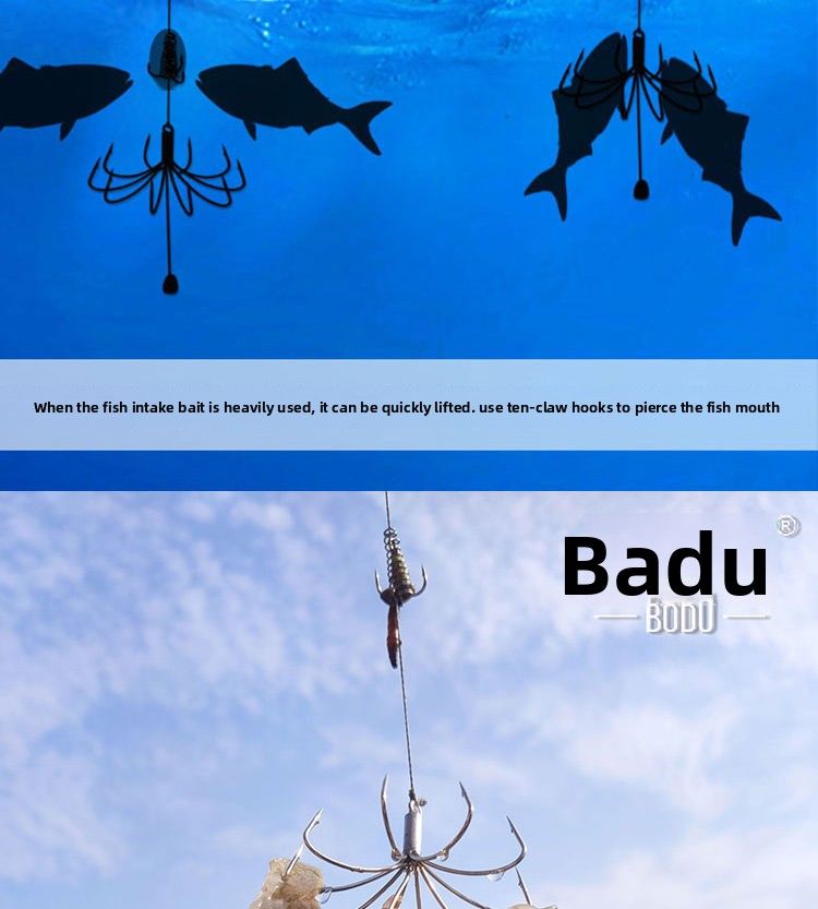 Neu Zehn Klaue Anker Gebunden Gott ICH Liebe Erfindung Automatische Angeln Getriebe Fisch Haken_voghion.com