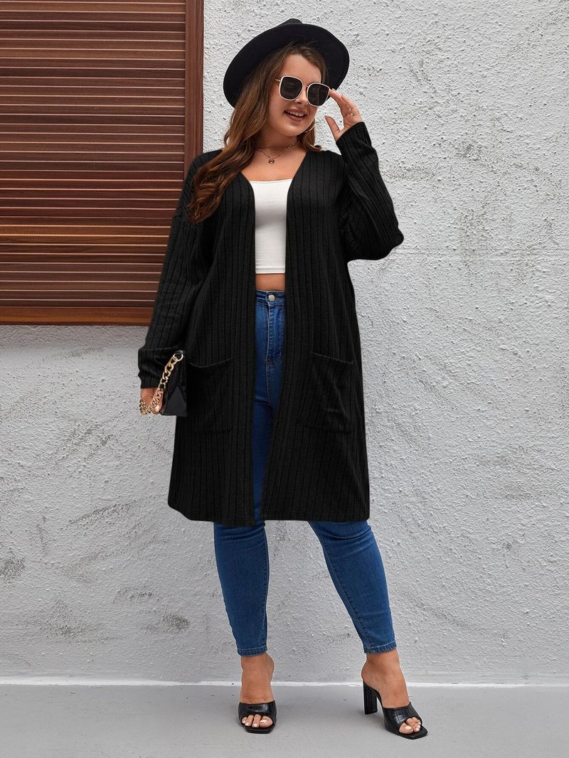 Spring And Autumn European And American New Large Size Casual Long Sleeved Cardigan Sweater Jacket Womenv_voghion.com