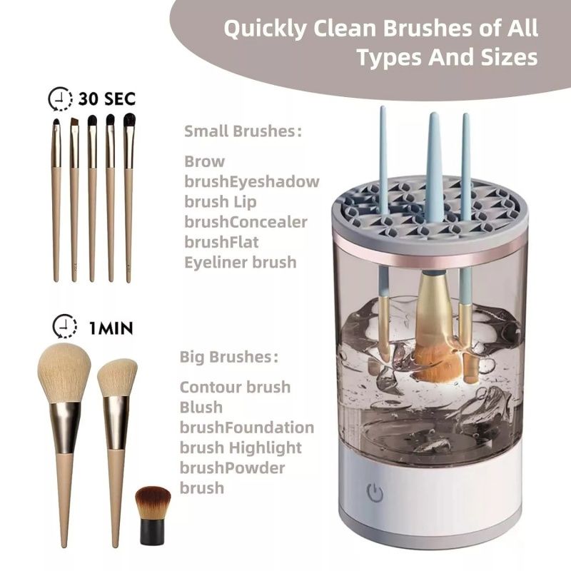 Automatic Rotating Electric Makeup Brush Cleaner USB Powered Portable Deep Cleaning Most Brushes Stylish Cylindrical Devices_voghion.com