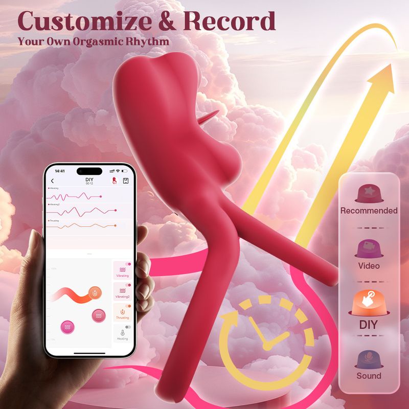 APP Telecomando Lingua Lecca Conversione di Frequenza Pene Maschile Blocco Anello Fine Vibrazione Radiazione Ritardo Coppia Flirtare Vibratore_voghion.com