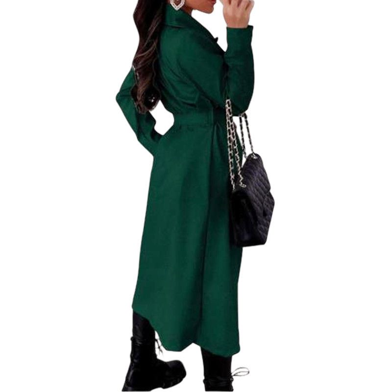 Autumn Winter New 2024 Long Women's Plus Size Trench Coat With Belt_voghion.com