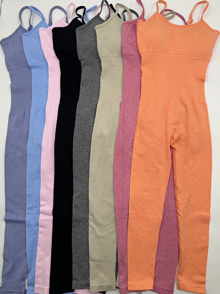 Damkläder Noggrant utvalda nya yogajumpsuits i väststil Vacker ryggjumpsuit i ett stycke Sömlösa kläder Jumpsuit Fitnessdräkt_voghion.com