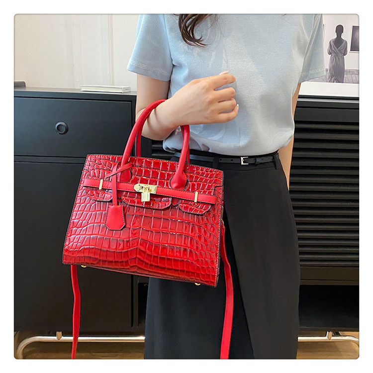 Vintage Fashion Crocodile Print Handheld Shoulder Crossbody Bag_voghion.com