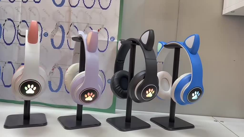Auricolari Bluetooth originali Gatto Arcobaleno colorato RGB Retroilluminazione wireless 5.3 TF FM Stereo Hifi Sound Gaming Auricolari per iPhone Xiaomi_voghion.com