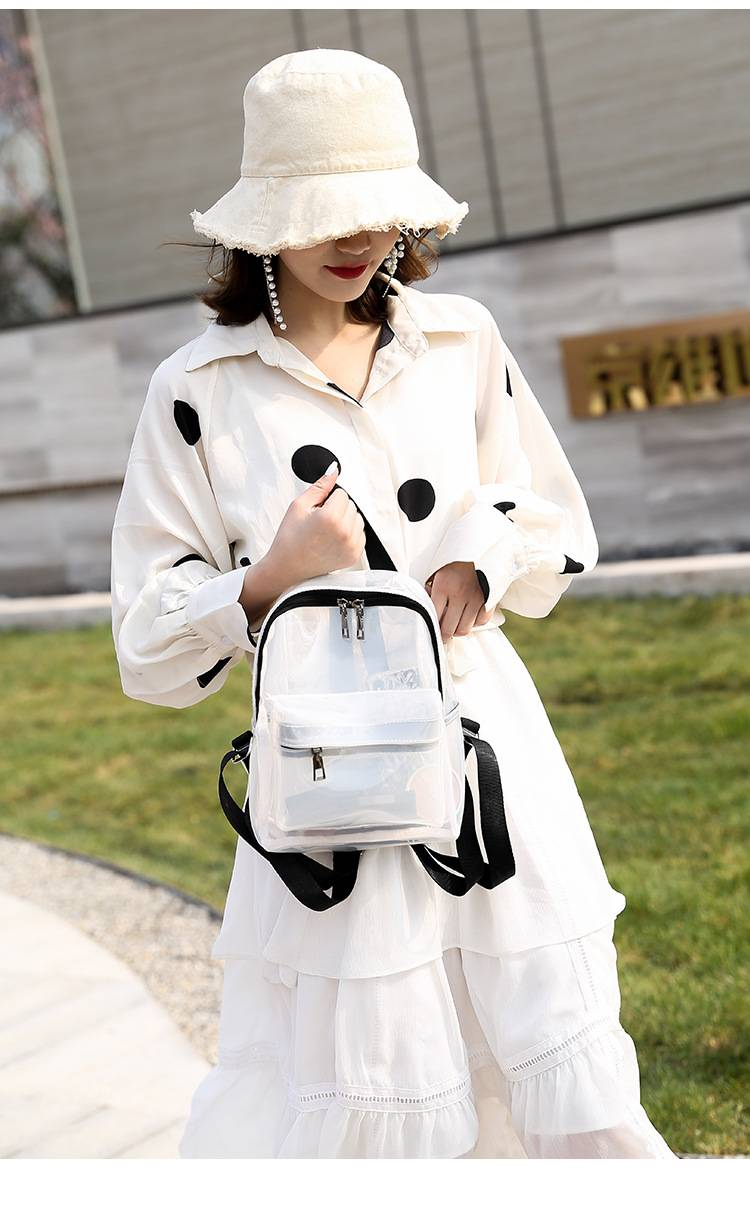 Transparent Backpack Women Girls Clear Schoolbag Students Bag Satchel PVC Shoulder Bag Purse_voghion.com