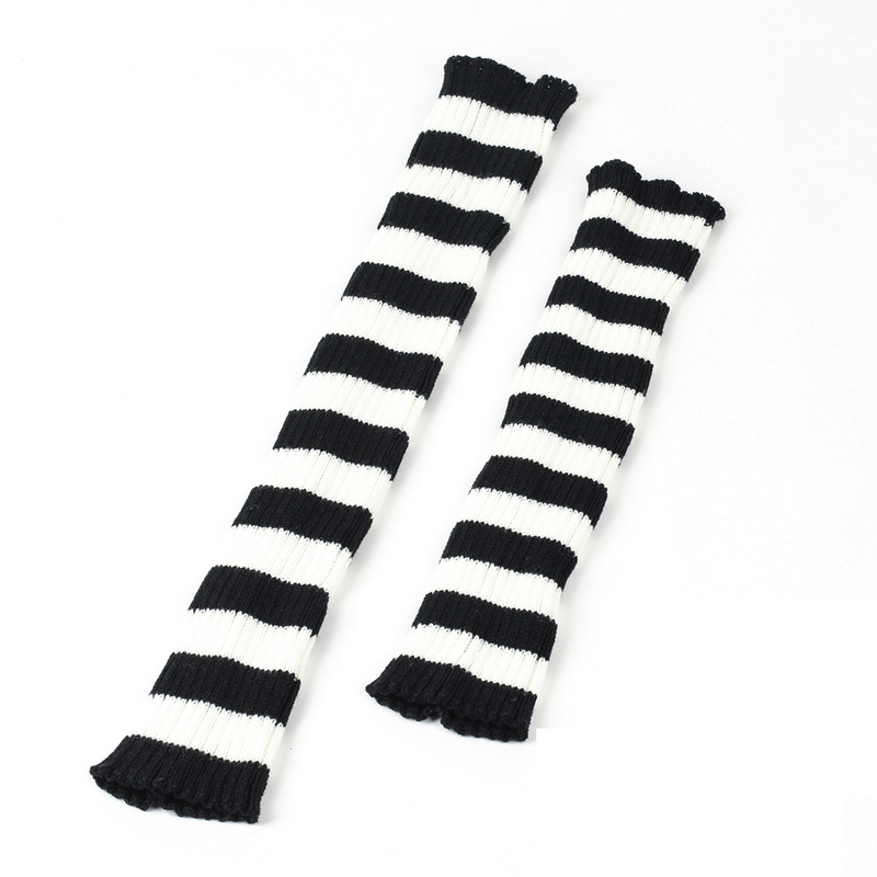 Unisex Beinwärmer für Männer und Frauen Gestrickte Fußwärmer Farbig gestreifte Stiefelwärmer Stapelsocken_voghion.com