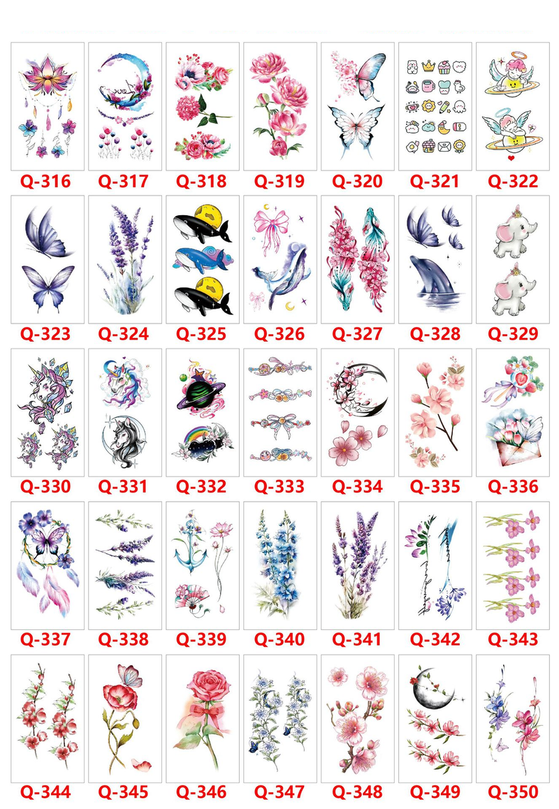 Q 121-160 Μικρό σετ αυτοκόλλητων τατουάζ με φρέσκο, αδιάβροχο σχέδιο, οποιοσδήποτε συνδυασμός_voghion.com
