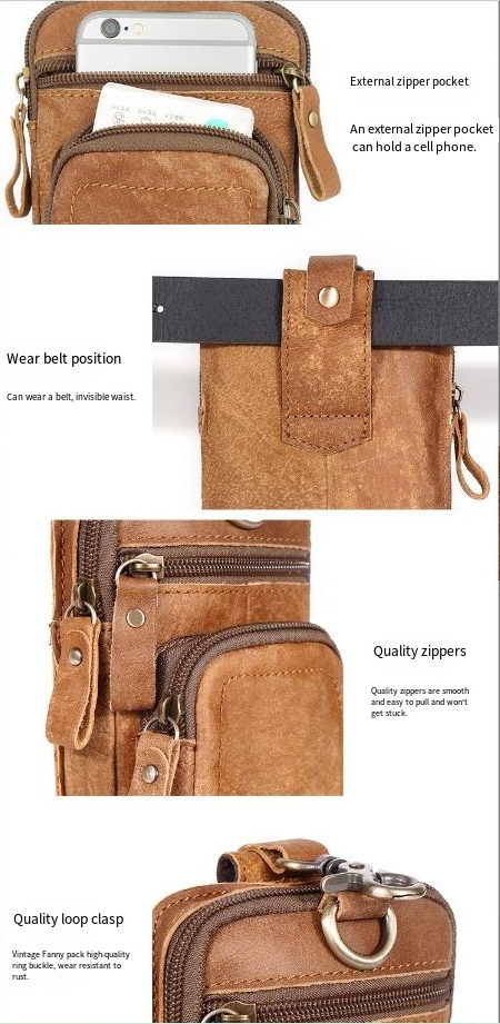 Retro Casual Sports Running Hüfttasche Herren Rindsleder Trockengebrauch Hüfttasche Multifunktionsgürtel Handy Hüfttasche_voghion.com