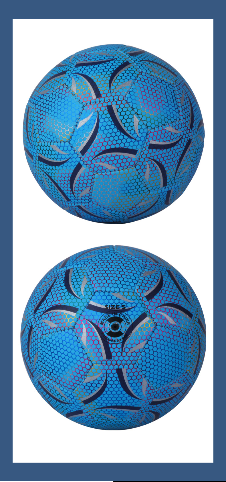 Balón de fútbol fluorescente azul de panal n.° 5 para entrenamiento de competición estudiantil, regalo luminoso que brilla en la oscuridad._voghion.com