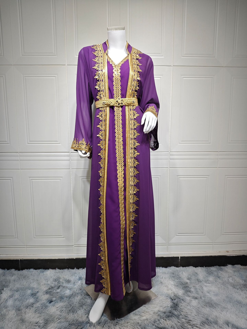Abito con vita morbida da donna, completo due pezzi Abaya_voghion.com