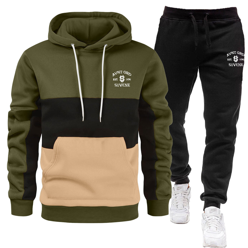 Conjunto de sudadera con capucha y estampado Y2K para hombre: traje urbano extragrande con detalles reflectantes | Conjunto unisex a juego_voghion.com
