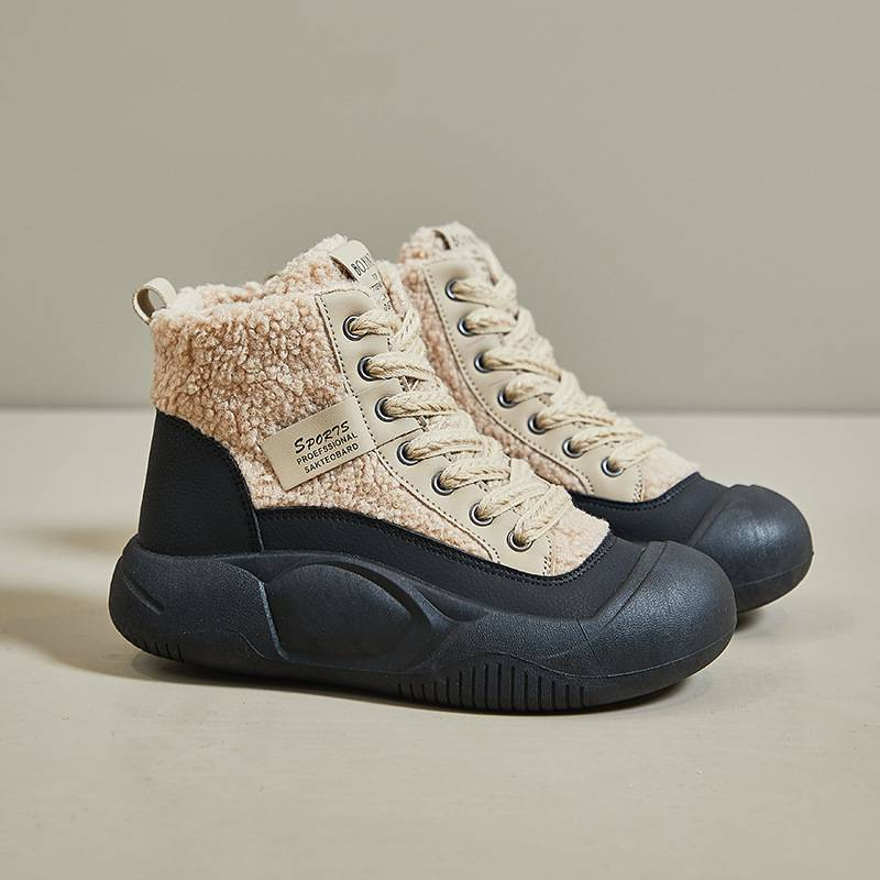 Neue Damenschuhe im koreanischen Stil mit dicken Sohlen und zusätzlichem Fleece für den Winter_voghion.com