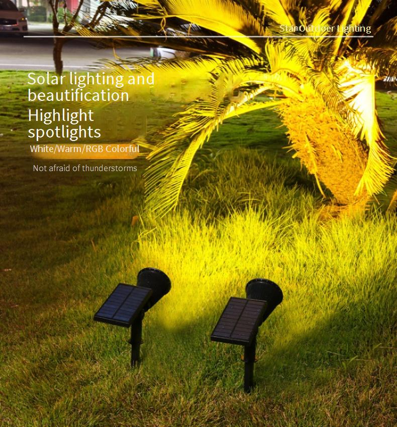 Solarstrahler für den Außenbereich – Wasserdichte LED-Gartenleuchten für Rasen, Bäume und Landschaft (4/7 LEDs, Warm-/Weiß-/RGB-Licht, 6–12 Stunden Laufzeit)_voghion.com