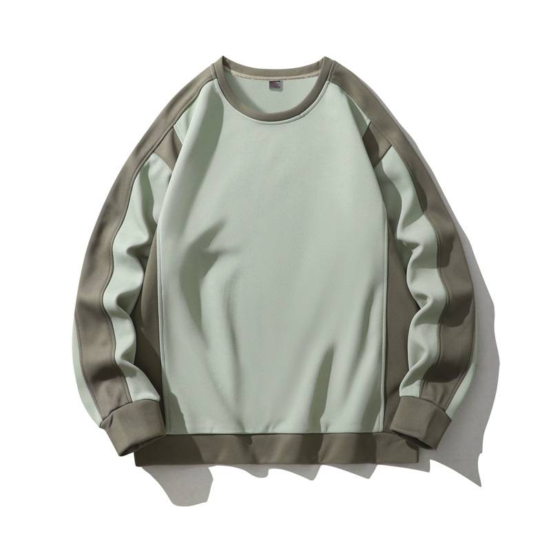 French-Inspired Ribbed Trim Crewneck Sweatshirt – Lightweight Polyester Pullover For Men & Women (Black/Dusty Blue/Sage Green/Beige, M-5XL)_voghion.com