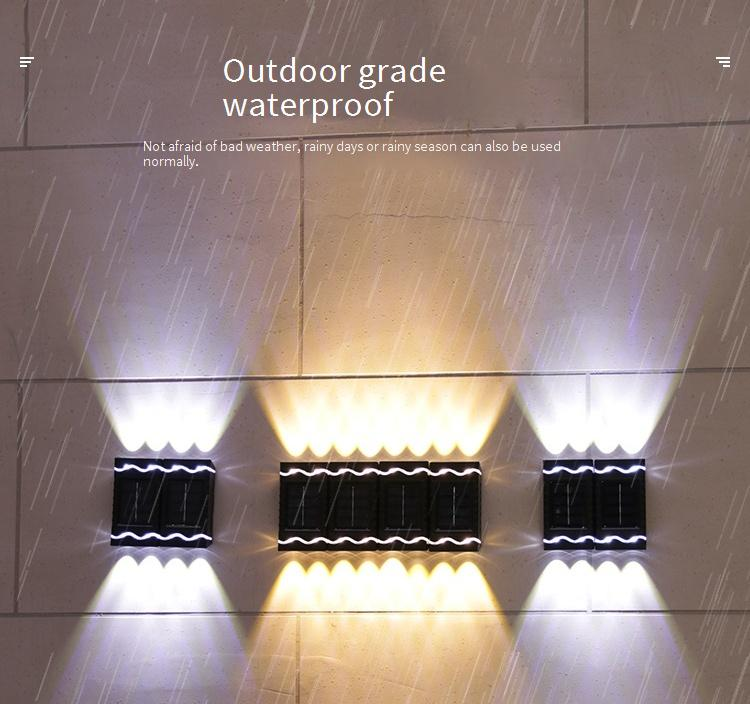Luminárias de parede solares para jardim e pátio - Luzes decorativas externas à prova d'água com lentes côncavas de 4 LEDs e opções de luz branca/quente_voghion.com